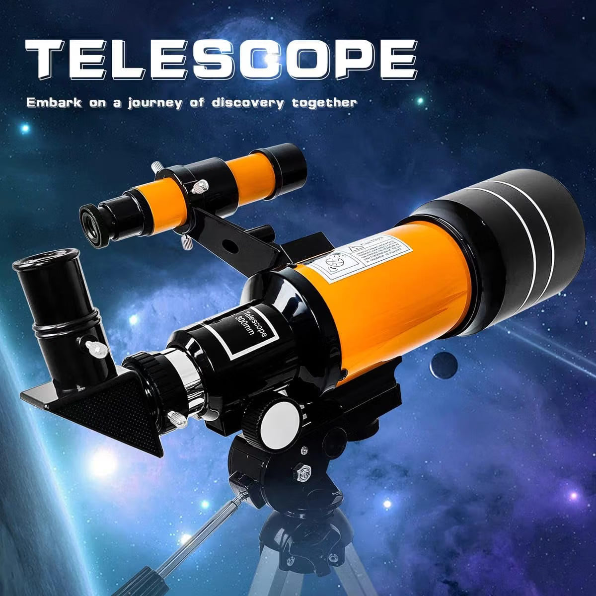 GetZget® 300mm Telescope for Kids & Beginners, Portable Refractor Telescope with Adjustable Tripod, Viewfinder, Eyepiece & Diagonal Prism for Moon, Stars & Nature Viewing