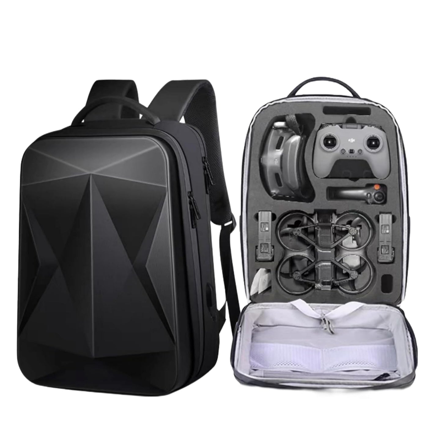 GETZGET Multipurpose Hard Shell Waterproof Backpack for DJI Avata 2 & Accessories (Black)