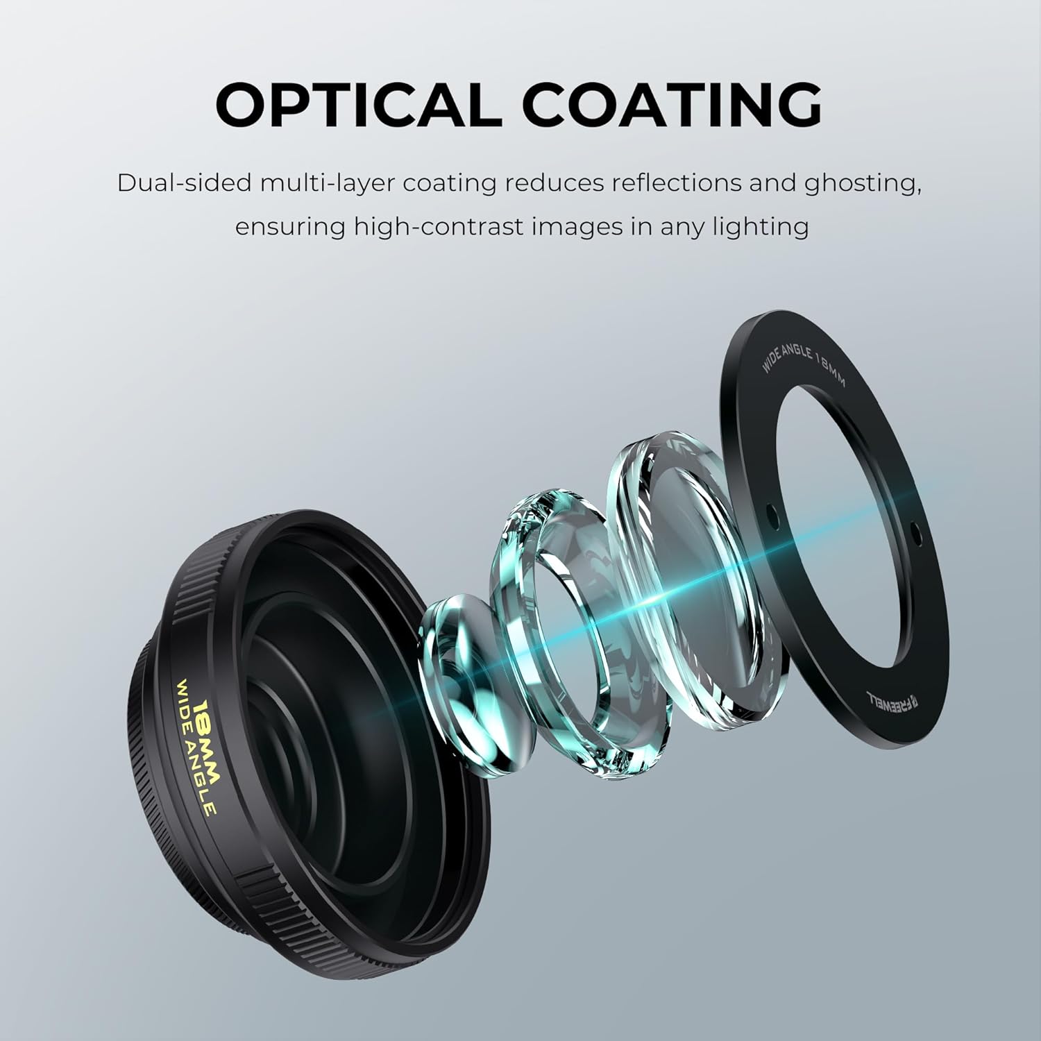 Freewell 18mm Wide Angle Lens for iPhone & Samsung 17mm Threaded Lens for Capturing Wider Scenes 