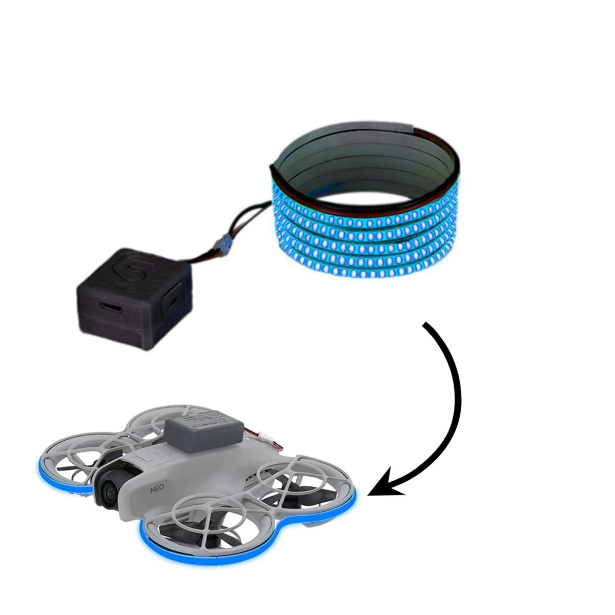 Waterproof LED Light Strap for DJI Neo (3 Modes, Deep Blue)