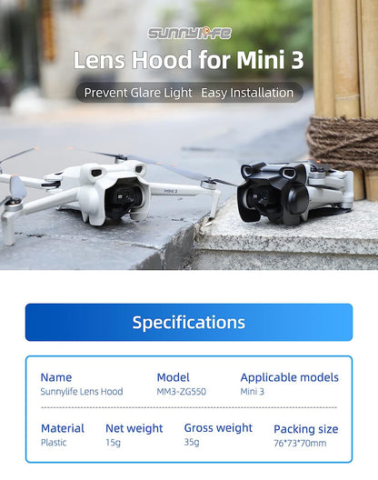 Lens Sun Shade Sun Hood For Dji Mini 3 Gimbal Protector Accessories (Not For Mini 3 Pro)