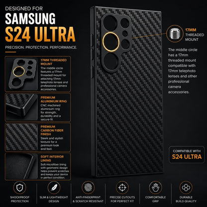 Phone Case Samsung Galaxy S24 Ultra  Supports 17mm Telephoto, Macro & Wide-Angle Lenses