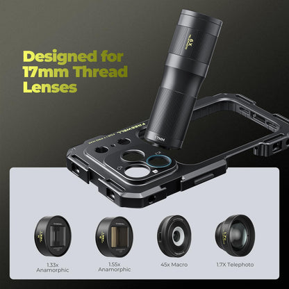 Freewell Genius Rig Cage for iPhone 17 Pro Max -  Multifunctional Tripod and Monopod Handles, Bluetooth Remote