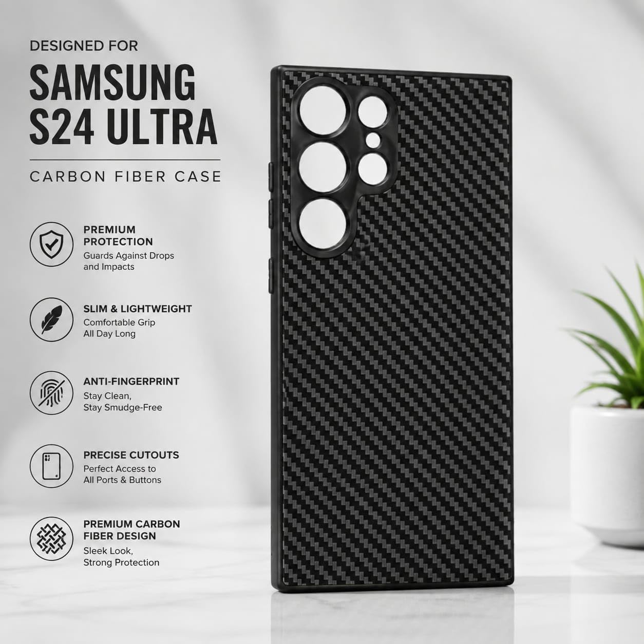 Phone Case Samsung Galaxy S24 Ultra  Supports 17mm Telephoto, Macro & Wide-Angle Lenses