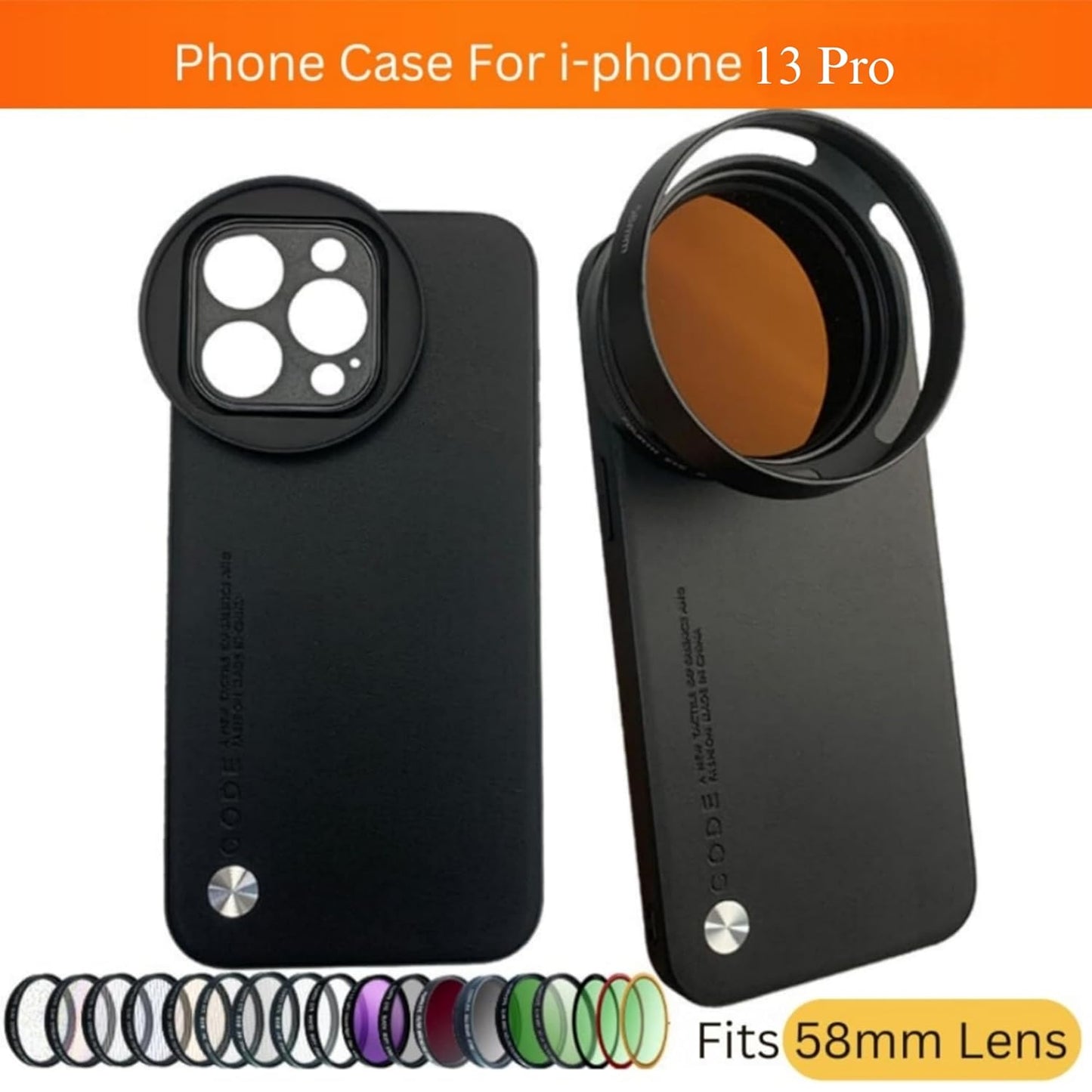  iPhone 13 Pro for 58mm Lens Nd Filter Attachable Aluminum Slot Mobile Cover 