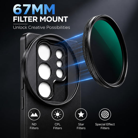 Phone Case For Samsung Galaxy S26 Ultra with Lens Cap Cover Support 67mm ND Filter Lens