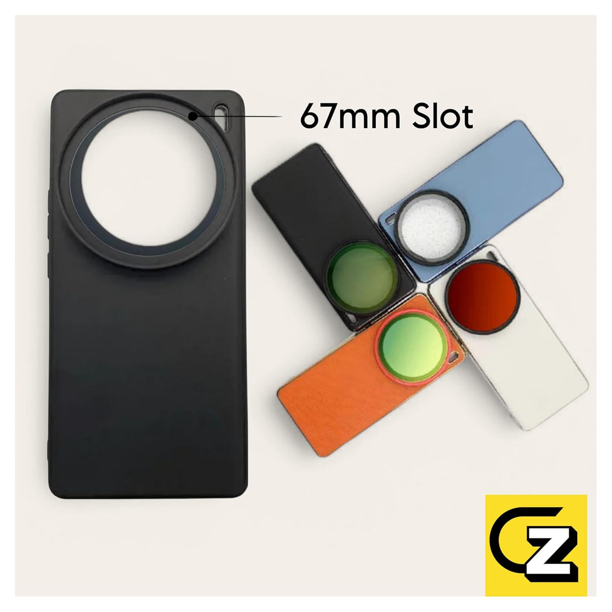 67mm Filter Phone Case for Vivo X90 Pro with Lens Cap (Black) (view 2)