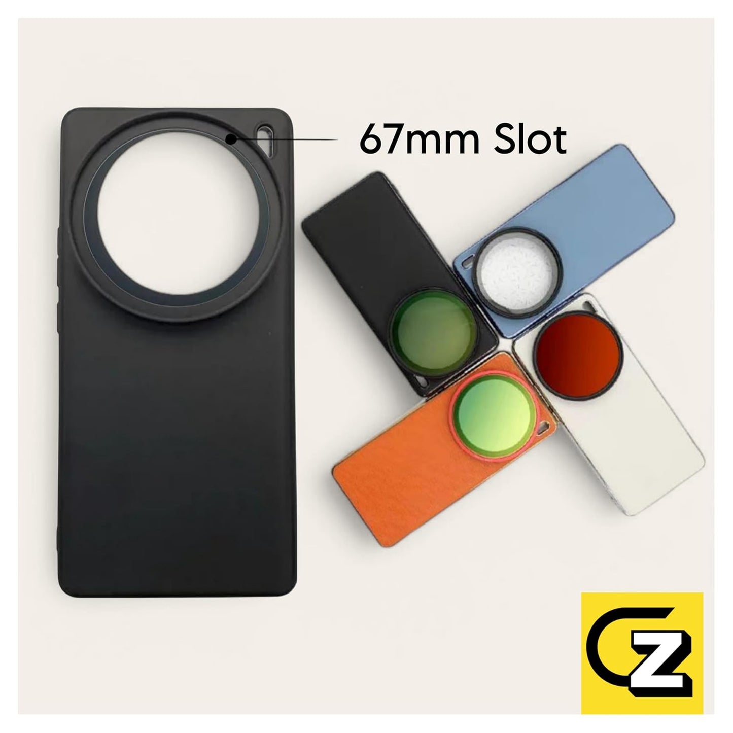 Phone Case For Vivo X 90 Pro with Lens Cap Cover Attachable 67mm ND Filter Lens Slot Accessories (Black) (Vivo X 90 Pro)