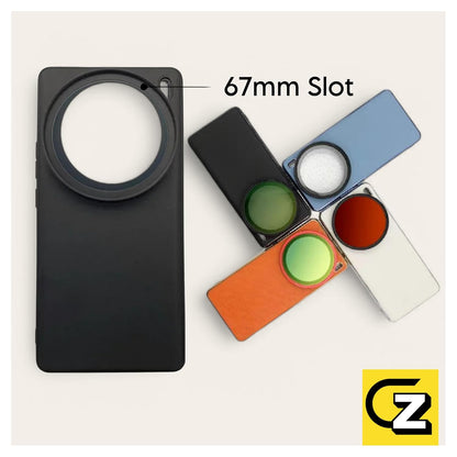 Phone Case For Vivo X 90 Pro with Lens Cap Cover Attachable 67mm ND Filter Lens Slot Accessories (Black) (Vivo X 90 Pro)
