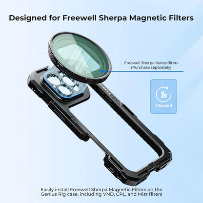 Freewell Genius Rig Cage for 16 Pro - Tool-Free Installation, Multifunctional Tripod & Monopod Handles, Bluetooth Remote