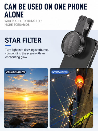 GetZget® 32X Ultra Macro Lens Kit For iPhone & Android | 40-90mm Pro Close-Up Lens with CPL Filter, Star Filter & Universal Clip