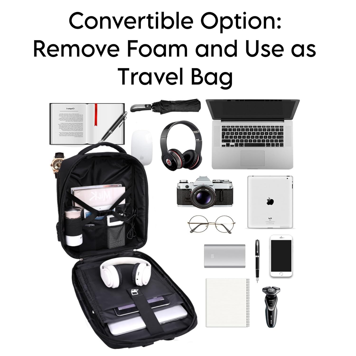 Getzget Storage Backpack Equipped with Number Lock, Double Safety Belt & Charging Point Laptop Bag (Black)