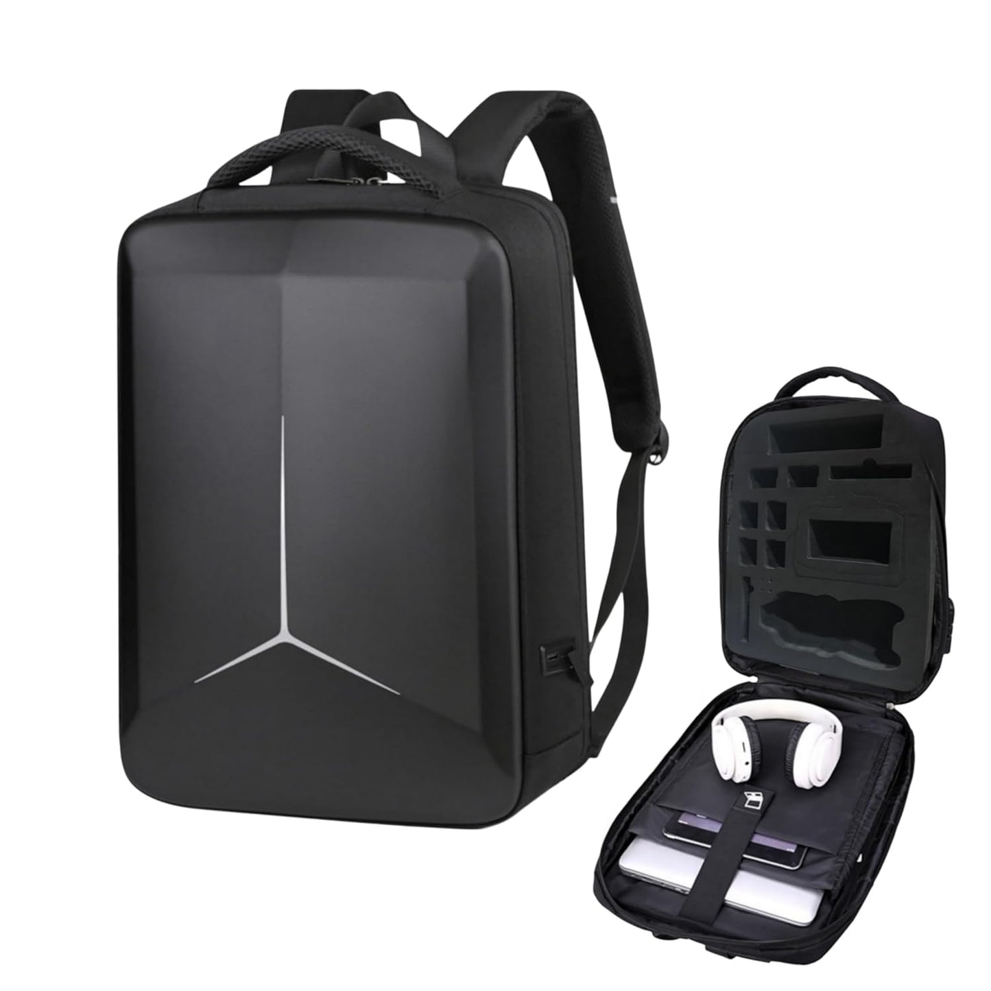 Carrying case Bag For DJI Air 3/ 3S & Accessories Storage Backpack Equipped with Number Lock, EVA Foam, Double Safety Belt & Charging Point (Black)