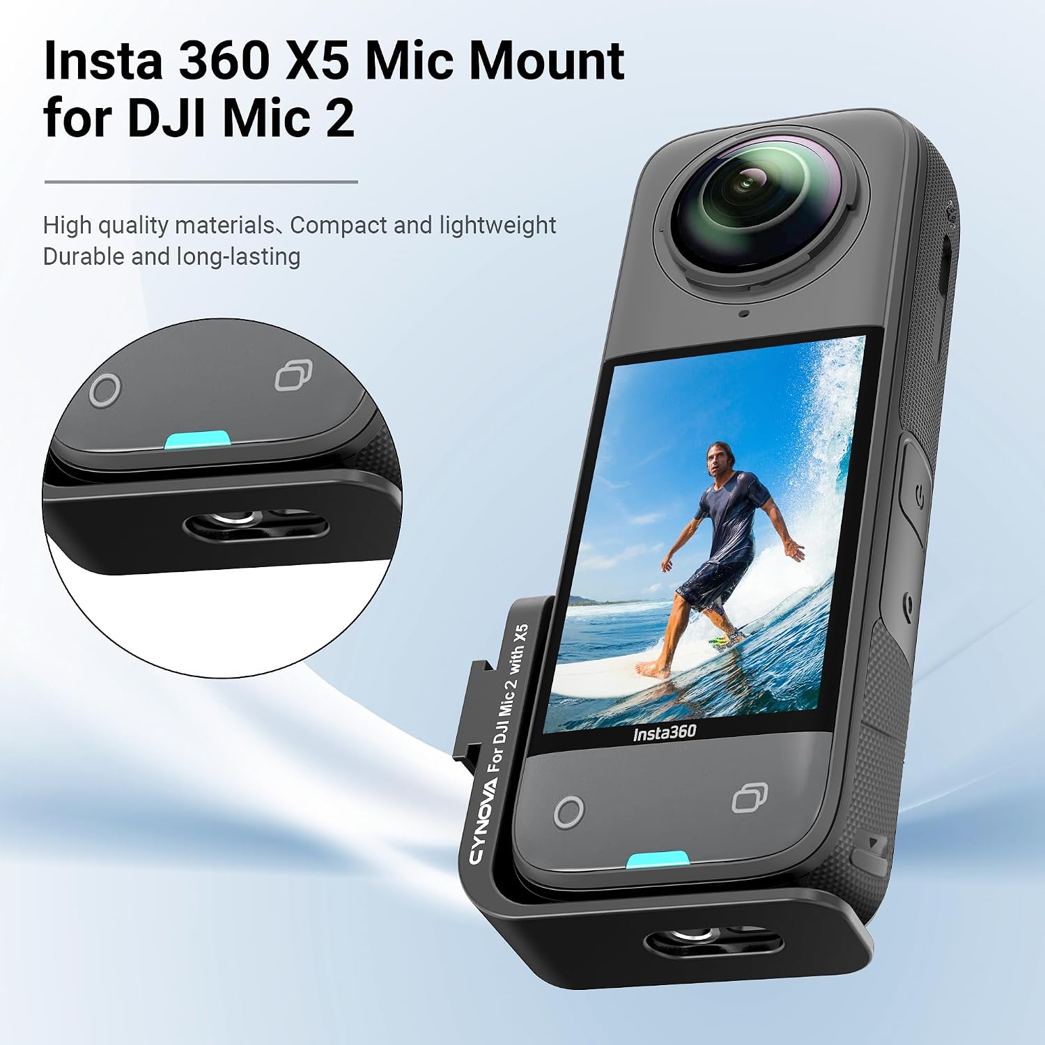  Invisible Mic Bracket for Insta360 X5 Accessories, Designed Specifically for DJI Mic 2