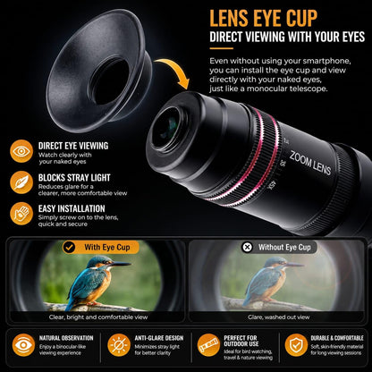 GetZget® Telephoto Lens 15-45X Rotatable For Smartphones, Universal 17mm Mobile Camera Zoom Lens with Clip, Storage Case Portable Phone Camera Lens Kit, Compatible with iPhone & Android (Black)