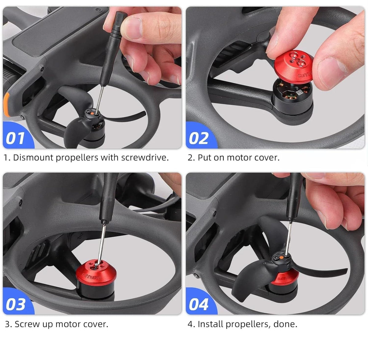 Upgraded Aluminium Motor Cover Cap for DJI Avata 2 (Black) (view 2)