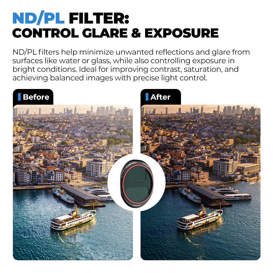 Freewell All Day 8-Pack Split ND & ND/PL Filters for DJI Mavic 4 Pro — Complete ND4 to ND64 Set with Polarizers for Full-Day Light Control, Glare Reduction & Vibrant Aerial Shots