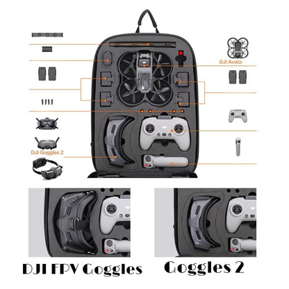Dji Avata & Accessories with Safety Belt & EVA Foam Hard Shell Waterproof Backpack