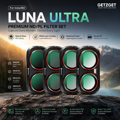 ND/PL Filter Set for Insta360 Luna Ultra | ND8/ PL, ND16/ PL, ND32/ PL, ND64/ PL 