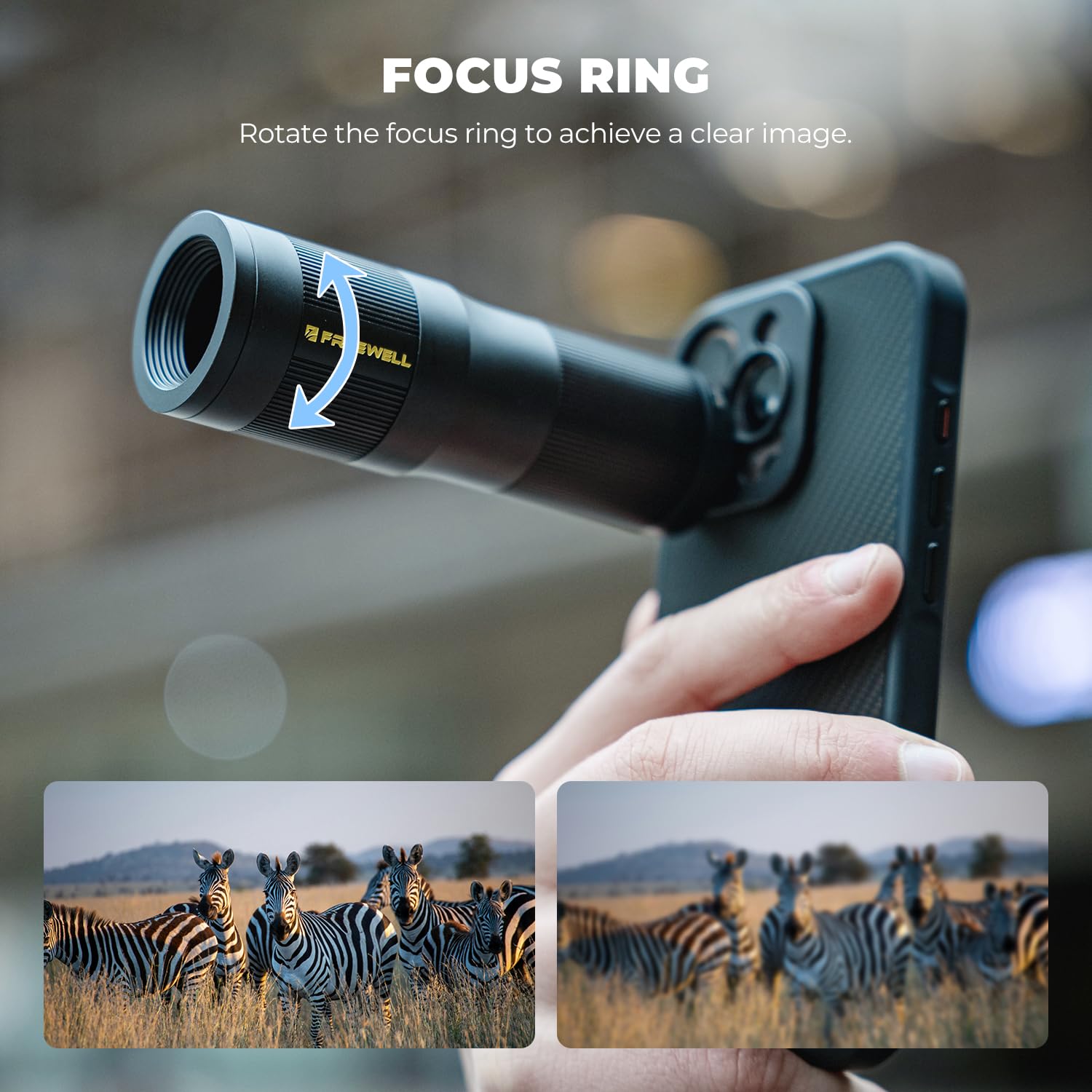 Freewell 6X Telephoto Lens 17mm Thread Professional Zoom Lens for iPhone & Samsung
