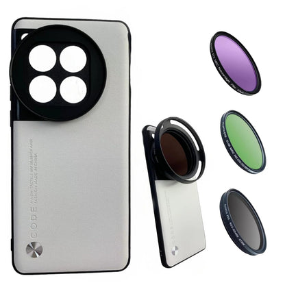 Phone Case for Oneplus 12 for 58mm Lens ND Filter Attachable Metal Slot Mobile Cover Accessories-White