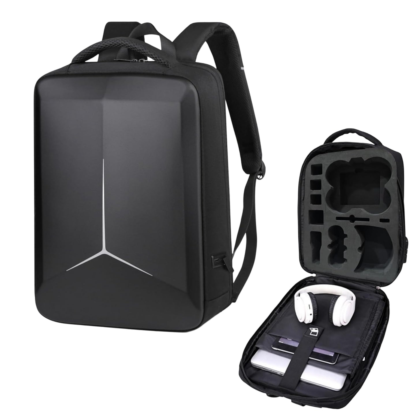DJI Avata 2 & Accessories Storage Backpack Equipped with Number Lock, EVA Foam, Double Safety Belt & Charging Point (Black)