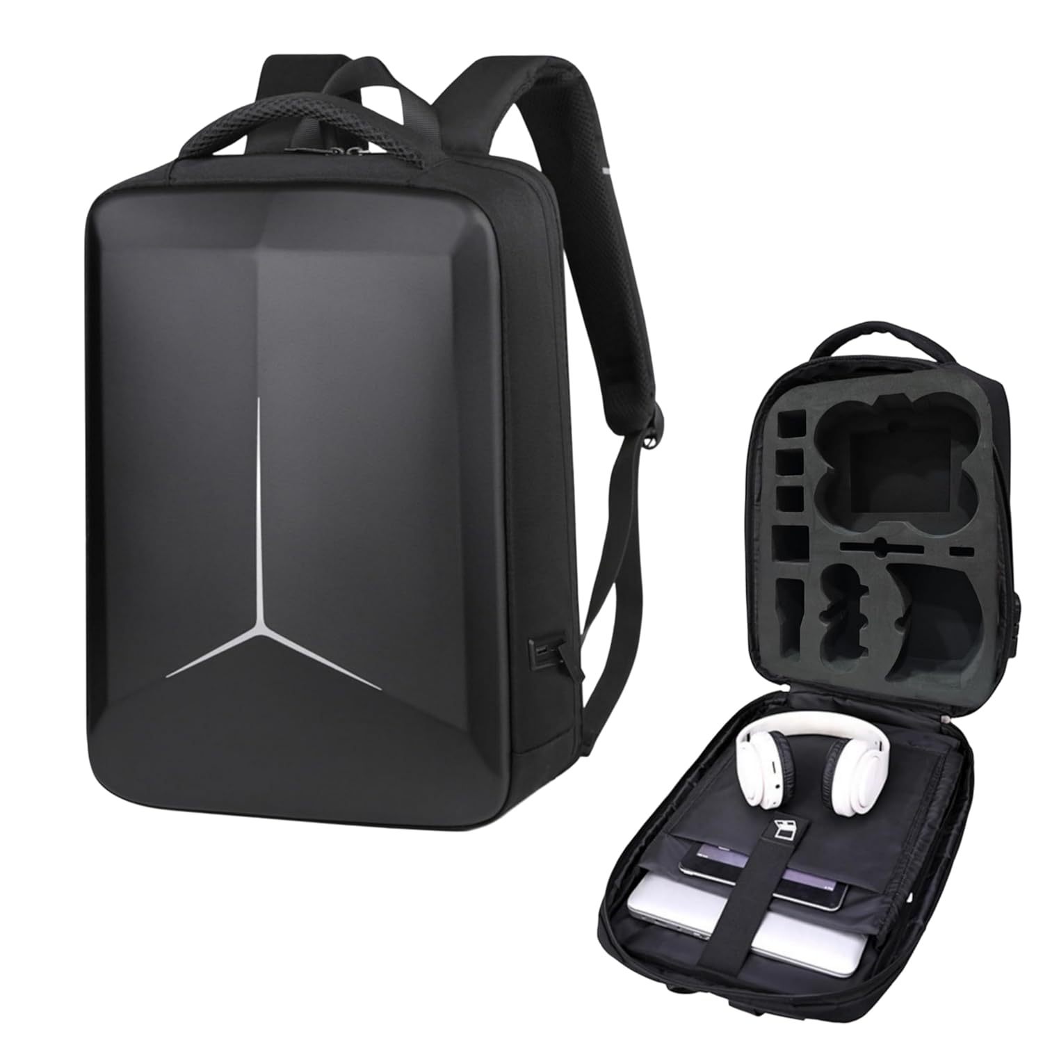 DJI Avata 2 & Accessories Storage Backpack Equipped with Number Lock, EVA Foam, Double Safety Belt & Charging Point (Black)