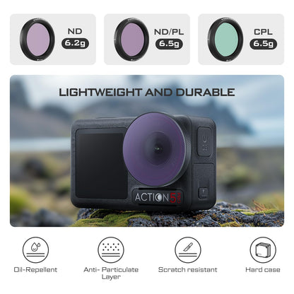 Freewell ND8, ND16, ND32, ND64 Standard Day Filter Set for Osmo Action 5 Pro/ Action 4/ Action 3
