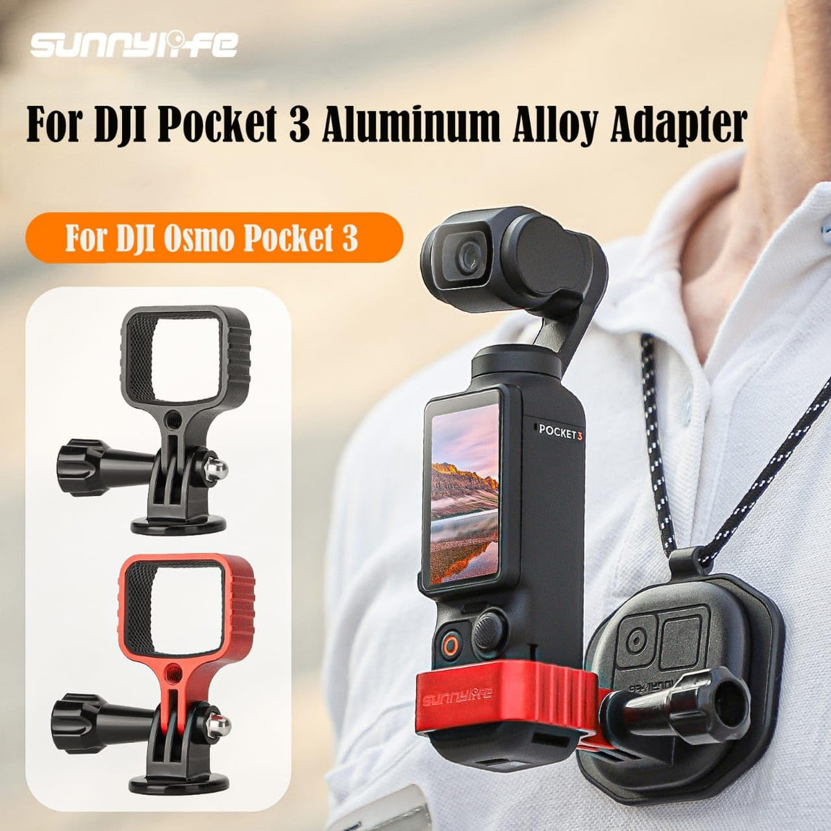 Aluminium Alloy Mount Bracket Adapter for DJI Osmo Pocket 3 (Red) (view 9)