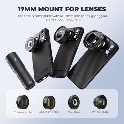 FREEWELL Pro Filmmaker Case for Phone 17 Pro Max, Magnetic Filter System with 17mm Lens Mount, Polycarbonate, Black