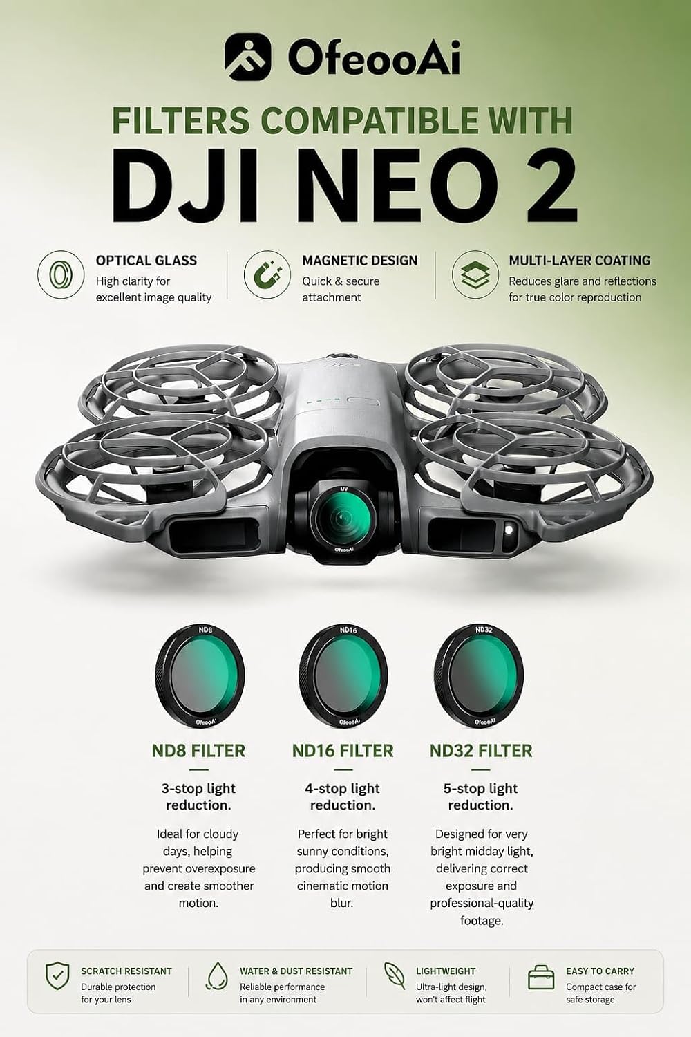 ND Filter Set For DJI Neo 2 | ND8, ND16 & ND32 Camera Lens Filters 
