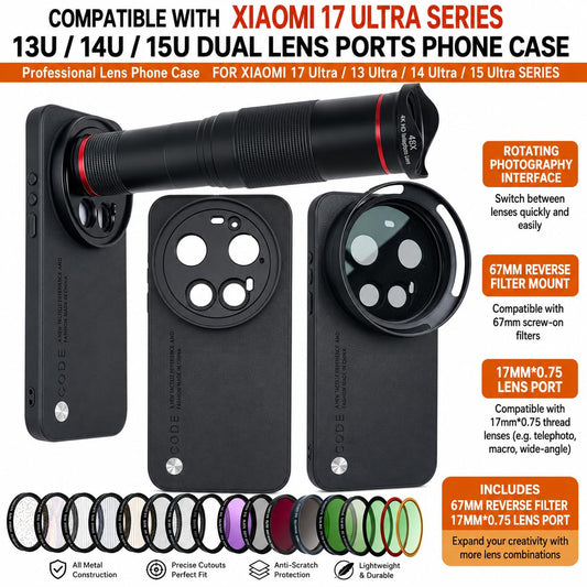 Phone Case For Xiaomi 17 Ultra with Lens Cap Cover Support 67mm and 17mm ND Filter