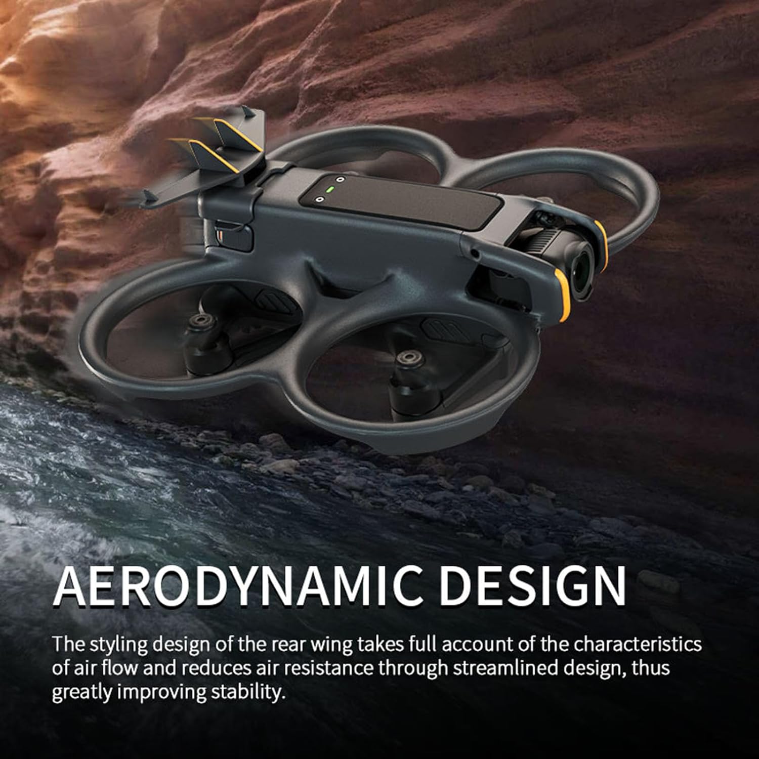 Getzget Flight Tail Wing For DJI AVATA 2 Drone, Anti-Release Buckle Snap-On Battery Fin Fixed Stabilizer Part 