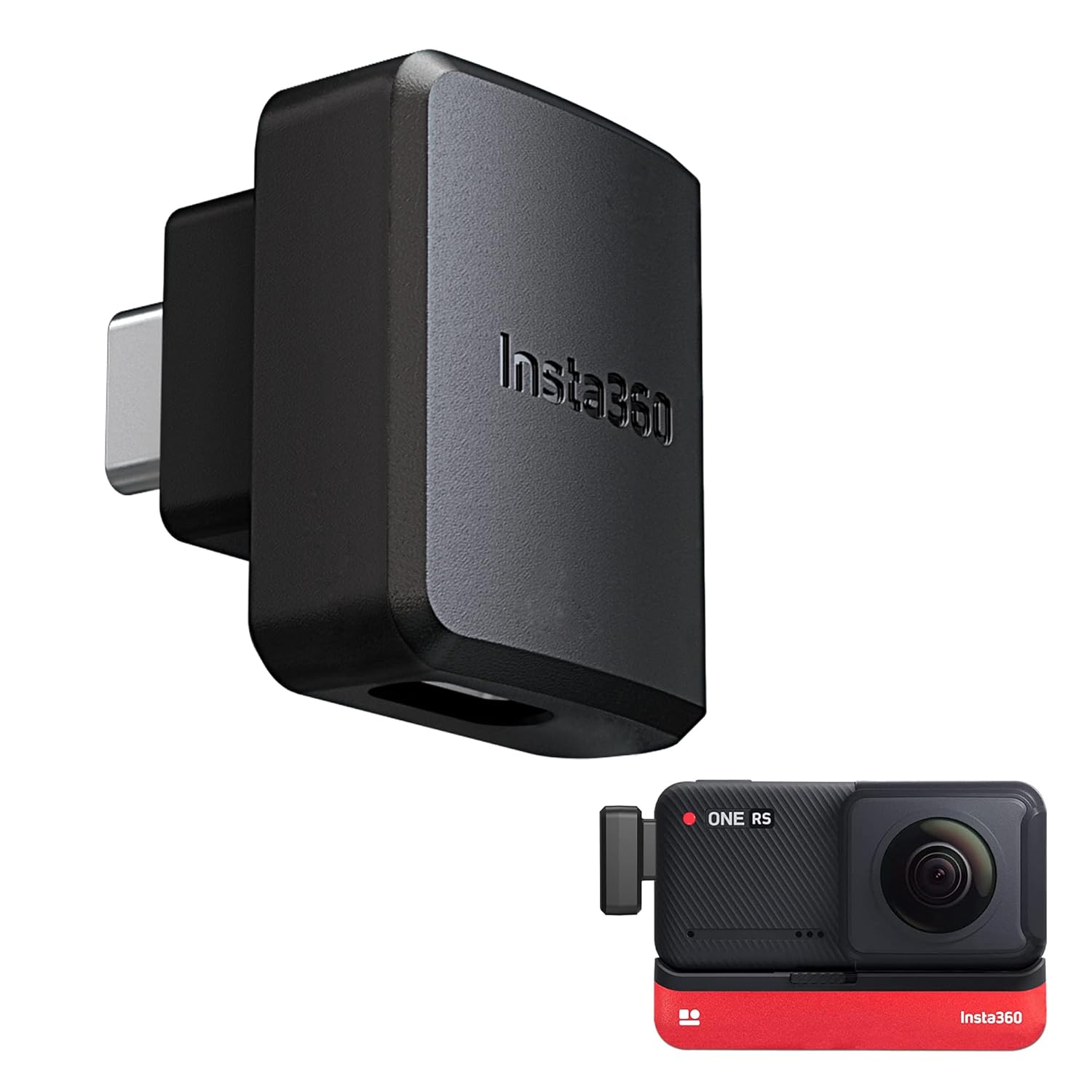 Insta360 ONE RS Dual Mic Adapter, Support Capture Audio 3.5mm Mic USB-C Port (Horizontal Version)