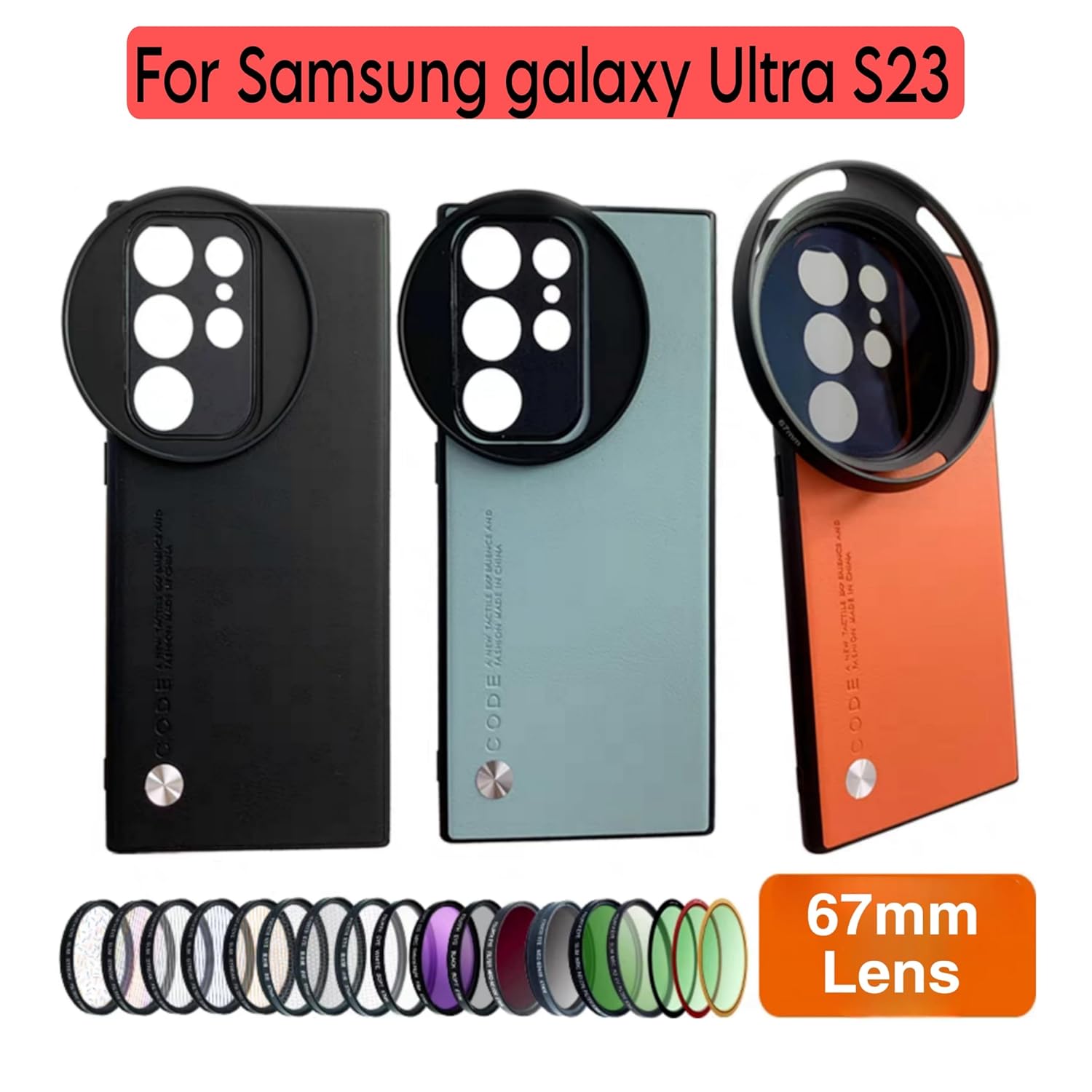 Phone Case Compatible with Samsung Galaxy S23 Ultra Support 67 mm ND Filter Lens 