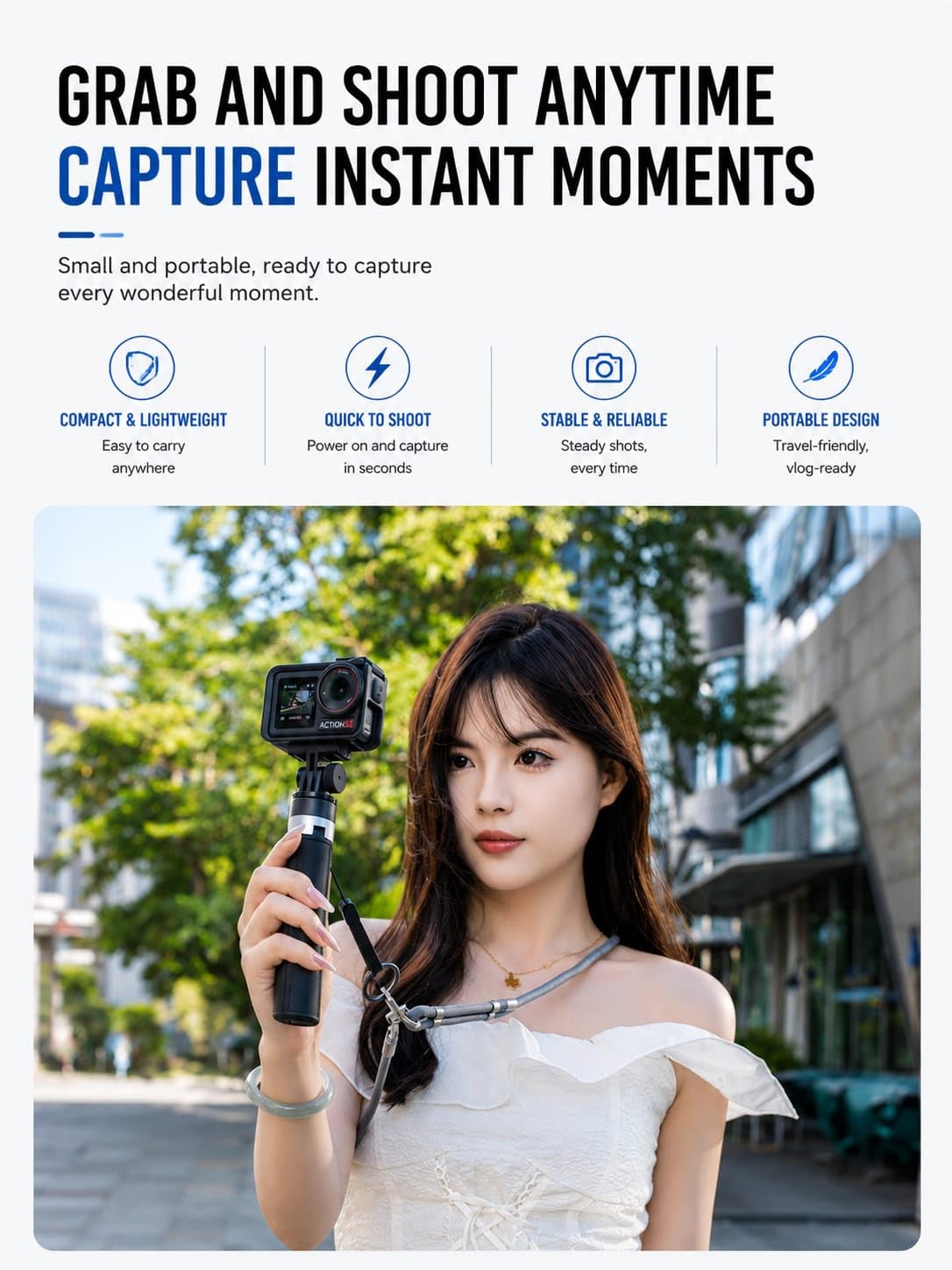 Martvsen Universal Selfie Stick Tripod for Insta360 X5/X4/X3/X2, DJI Osmo Action 5 Pro/4/3, Osmo Pocket 4,3, GoPro Hero Series