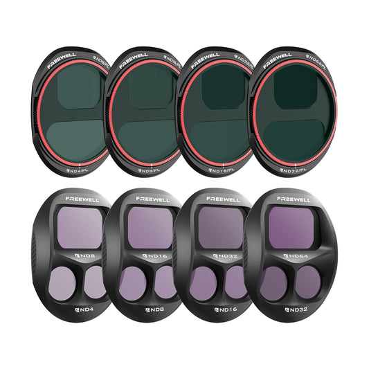 Freewell All Day 8-Pack Split ND & ND/PL Filters for DJI Mavic 4 Pro — Complete ND4 to ND64 Set with Polarizers for Full-Day Light Control, Glare Reduction & Vibrant Aerial Shots