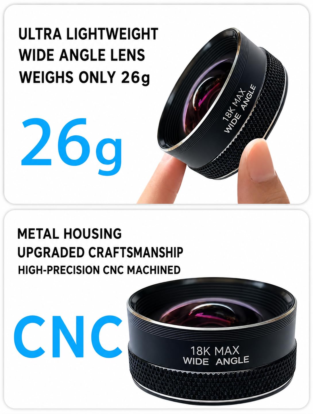 18K Ultra-Wide Angle Mobile Phone Camera Lens with ND Filter Clip-On HD Lens