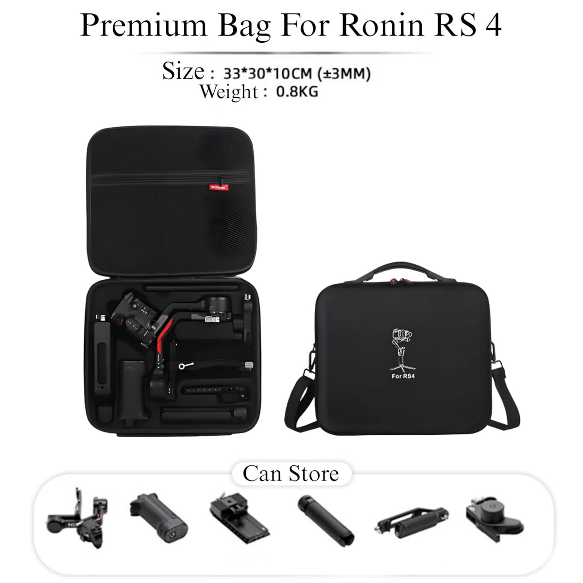 Large Capacity Carrying Case for DJI Ronin RS 4 Gimbal (Black) (view 4)