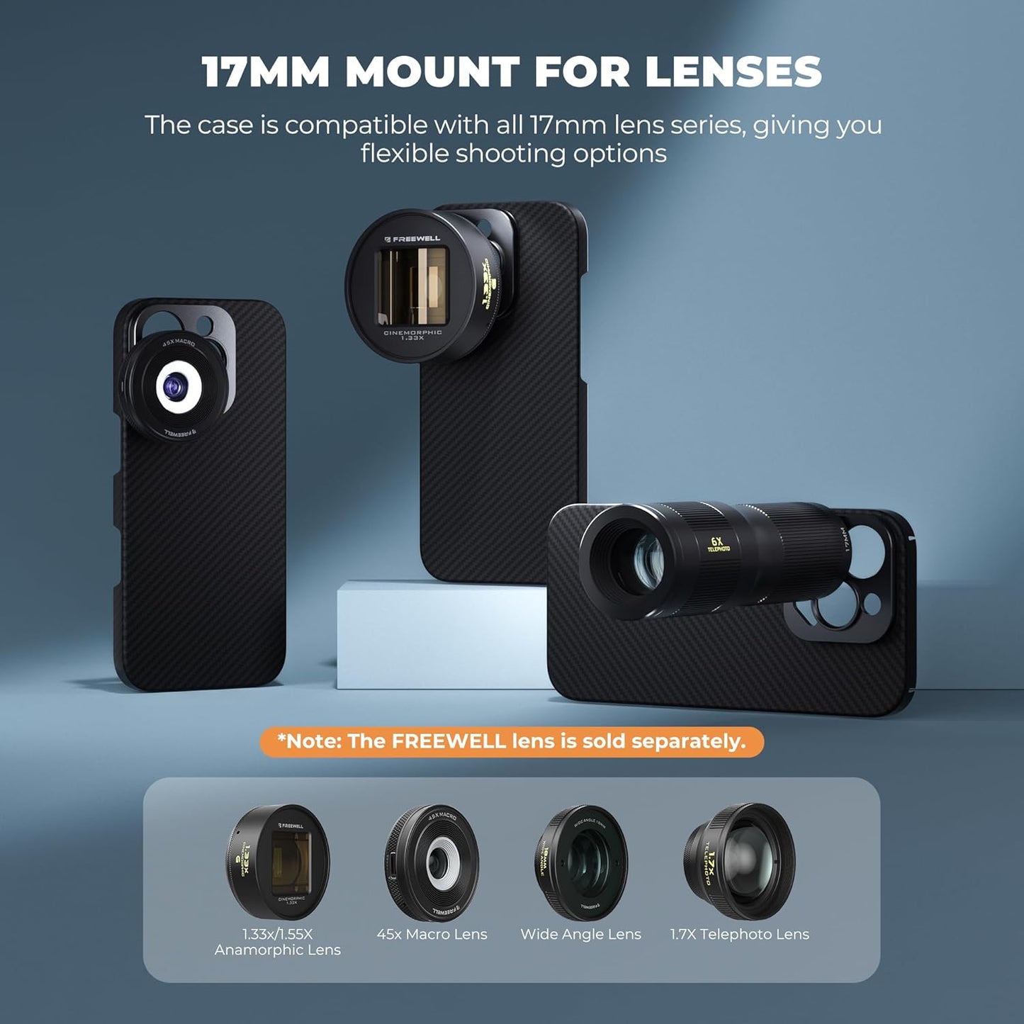 FREEWELL Pro Filmmaker Case for iPhone 16 Pro Max - 17mm Lens & Magnetic Filter Mount Black