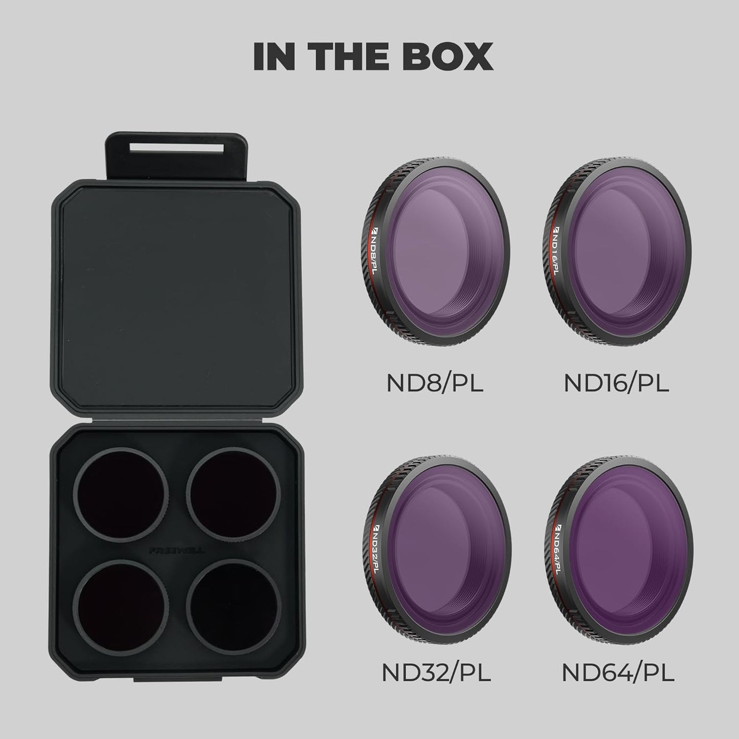 Freewell Bright Day Filter Kit for DJI Osmo Nano – ND8/PL, ND16/PL, ND32/PL & ND64/PL Filters