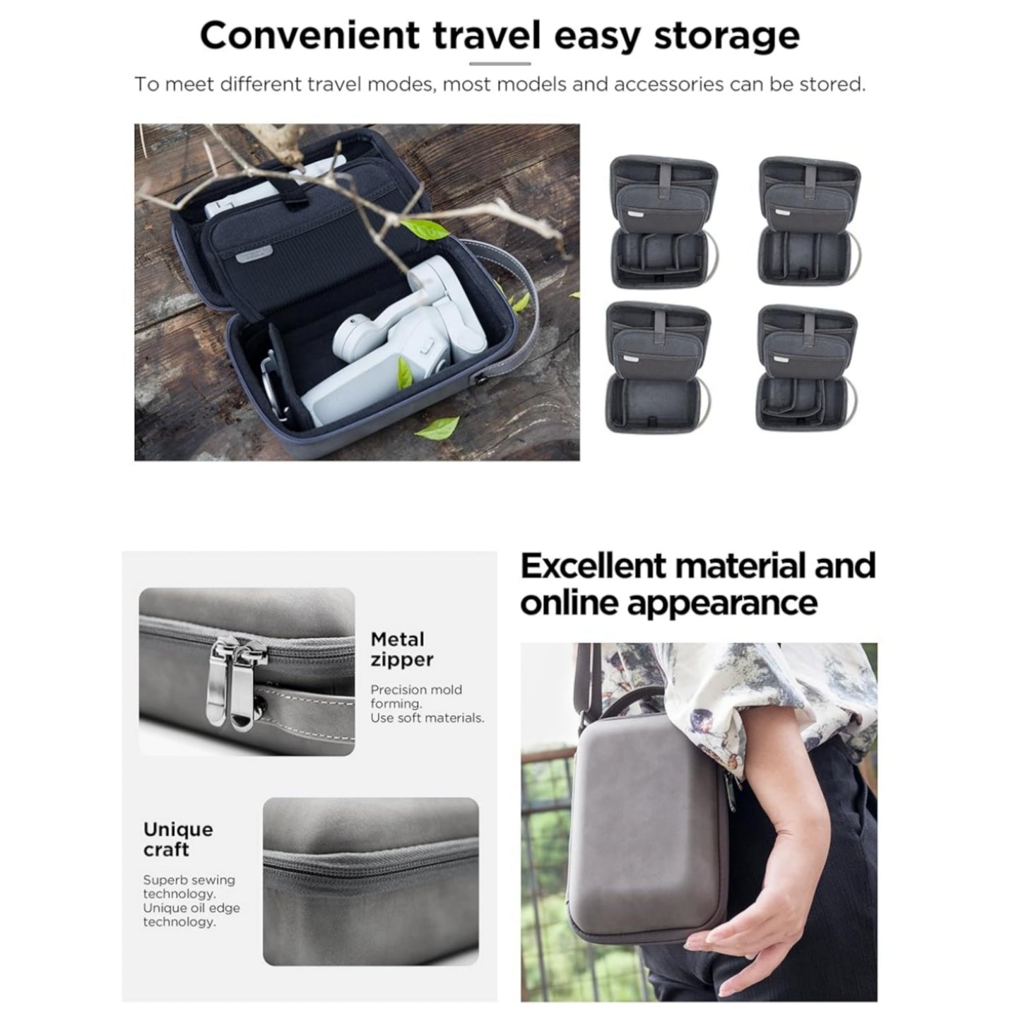 GetZget® VCU-TECH Multipurpose Camera Case Compatible with DJI Pocket 3/2/ 1, Om7/ 7P, OM6/ 5/4 Osmo Mobile, GoPro, Insta360 Flow 2 Pro, Ace pro 2, x5, x4, Go 3s Camera Protective Premiume Bag