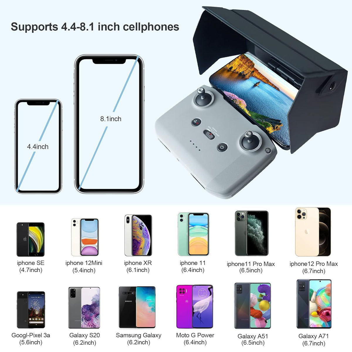 Cynova Sunshade Hood for DJI RC-N1 Controller (4.4-8.1 inch Smartphones) (view 4)