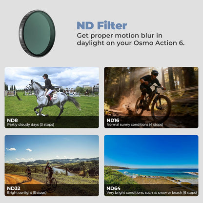 Freewell ND8, ND16, ND32, ND64 Standard Day Filter Set for DJI Osmo Action 6