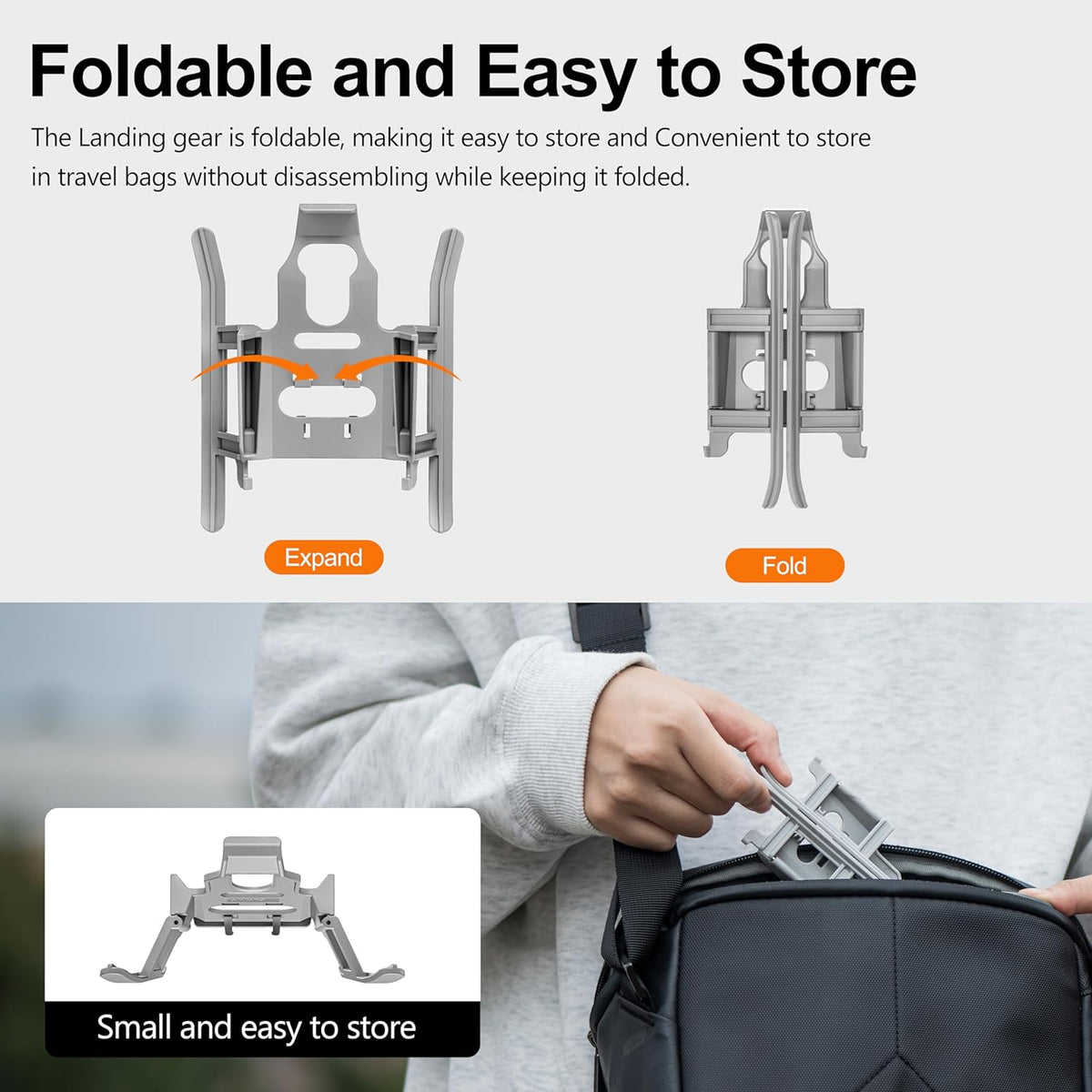Foldable Extended Landing Gear Legs for DJI Mini 4 Pro (view 3)