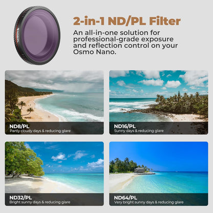 Freewell Bright Day Filter Kit for DJI Osmo Nano – ND8/PL, ND16/PL, ND32/PL & ND64/PL Filters