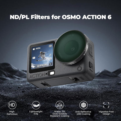 Freewell ND8/PL, ND16/PL, ND32/PL, ND64/PL Polarized Filter Set for DJl Osmo Action 6