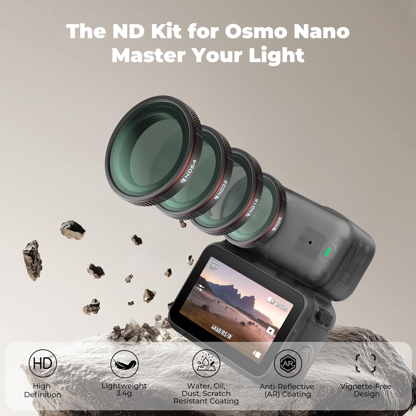 Freewell Standard Day Filter Kit for DJI Osmo Nano – ND8, ND16, ND32 & ND64 Filters