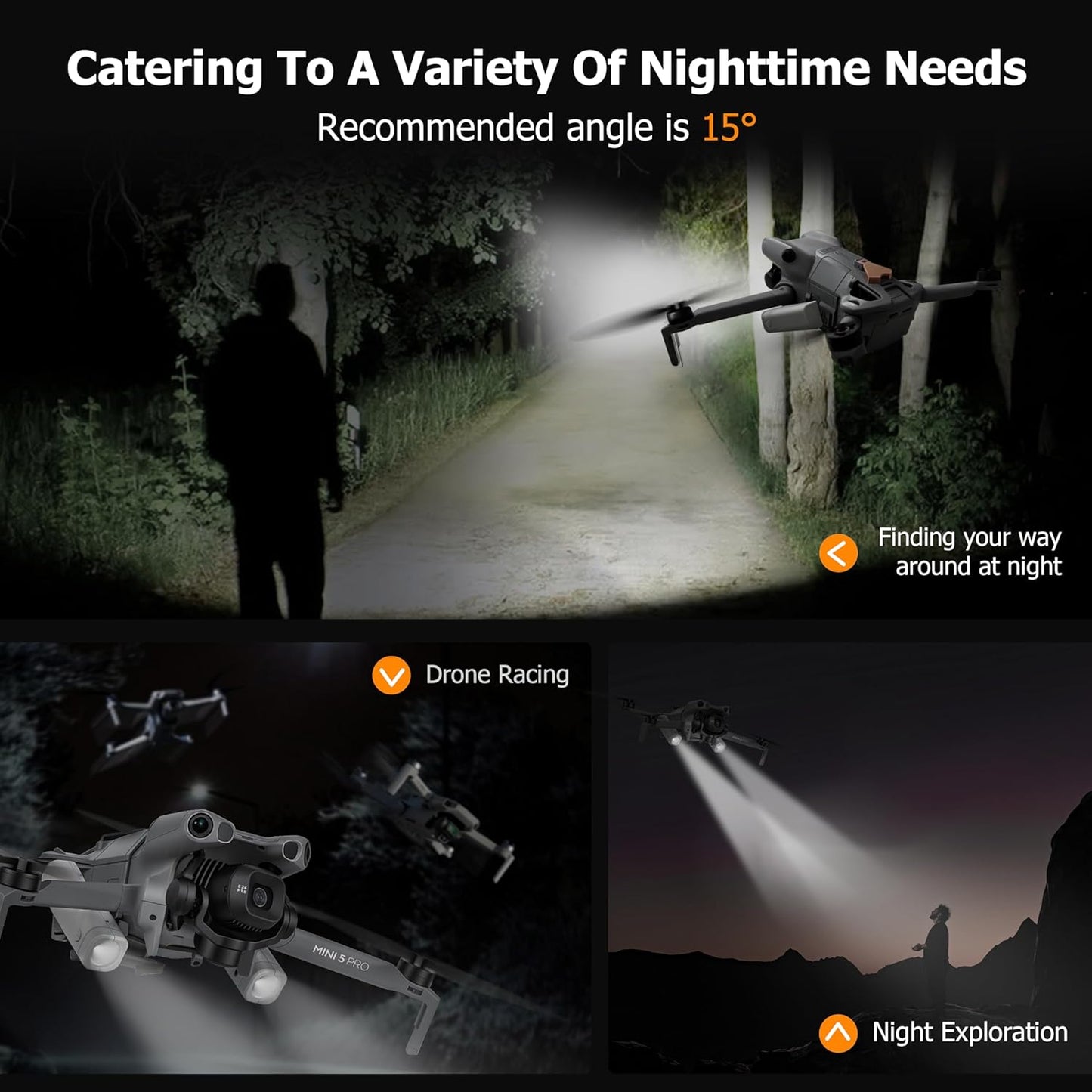 STARTRC LED Night Flight Aassist Light for DJI Mini 5 Pro Accessories,Searchlight Night Flight/Emergency Flashers/Flight Light Headlight for DJI Mini 5 Pro