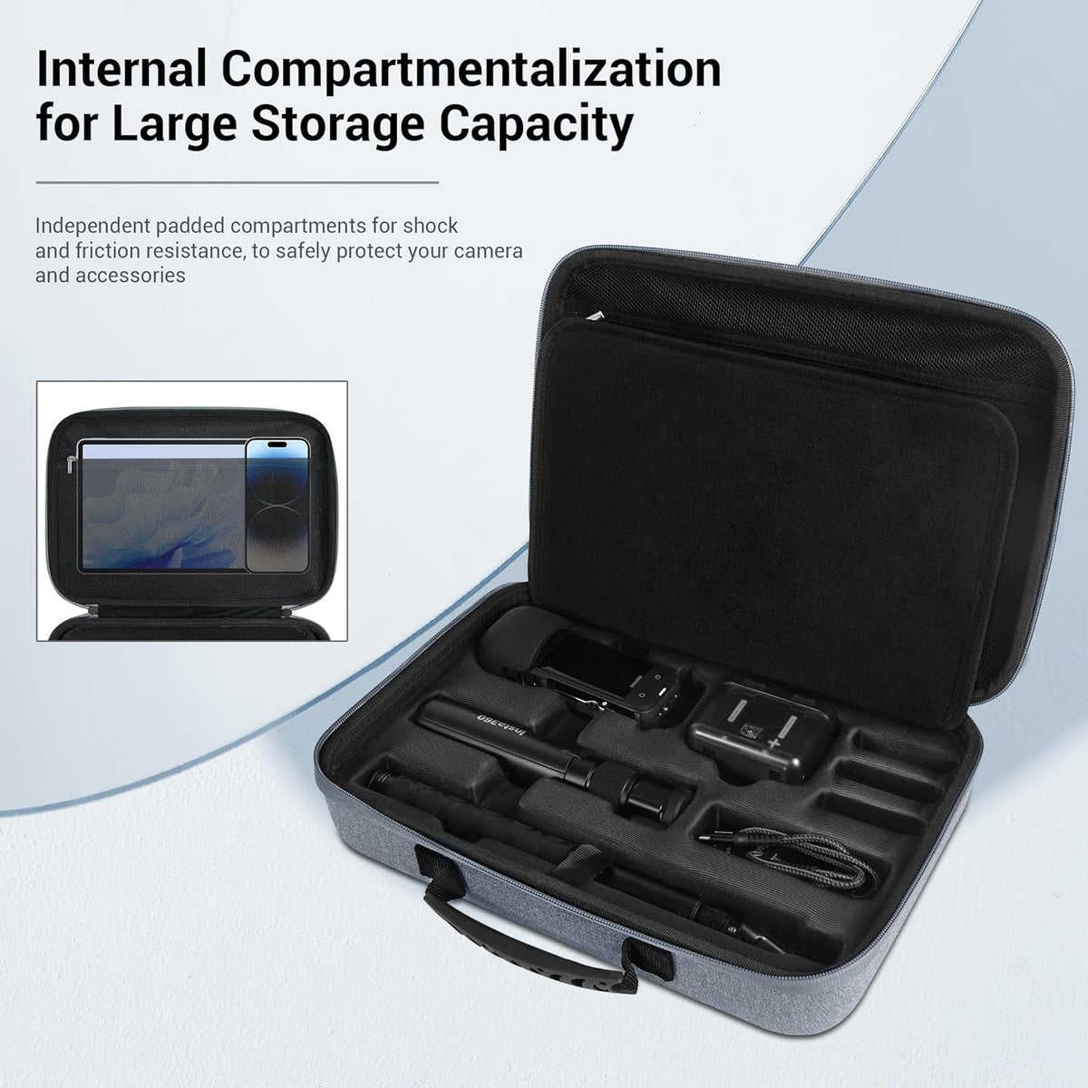 Cynova Hard Shell Carrying Case for Insta360 X4 and Accessories (view 7)